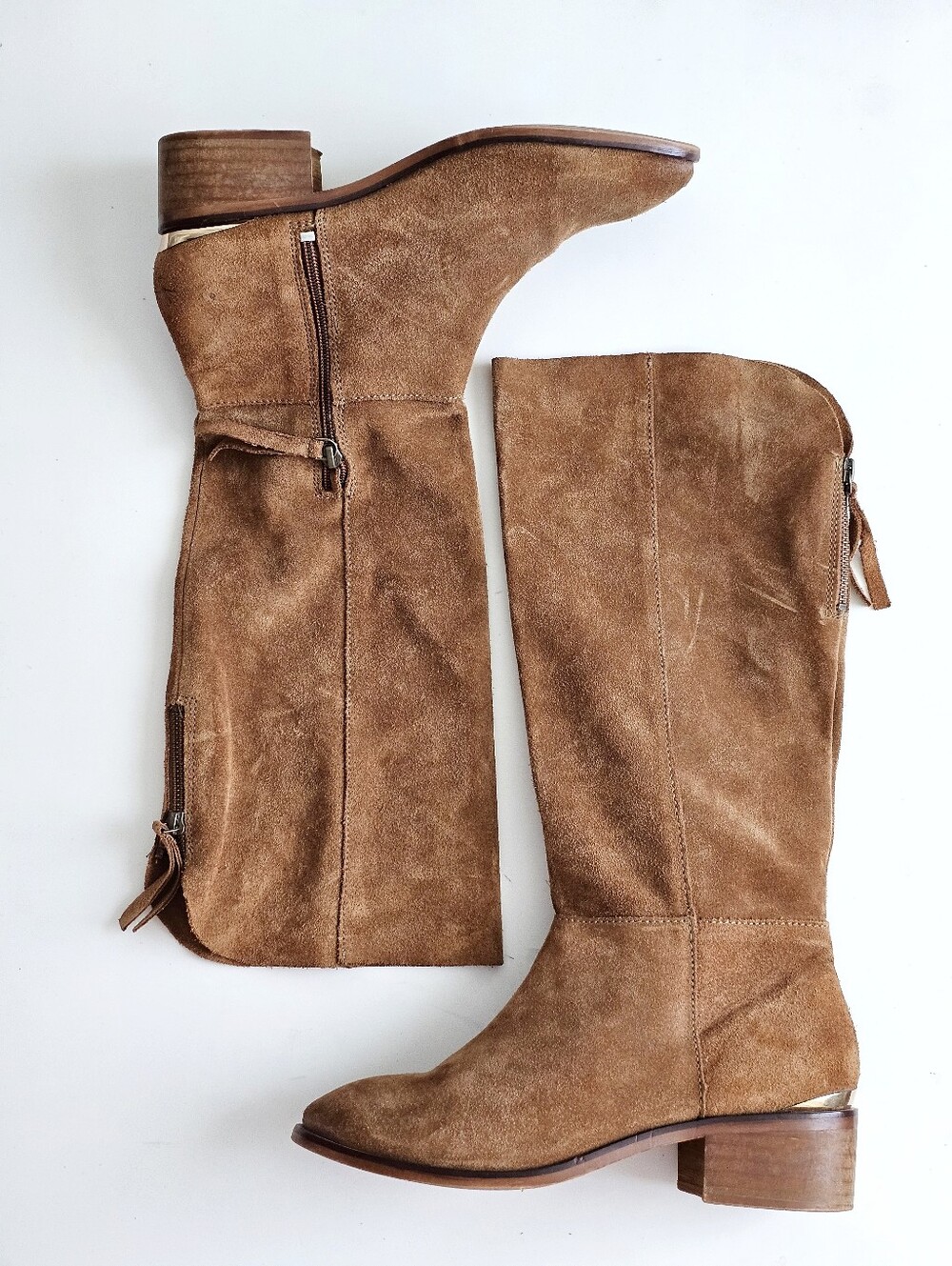 Naughty Monkey Brown Suede Knee High Boots Side Zip Women’s 9.5